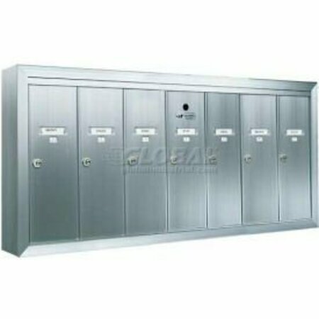 FLORENCE MFG CO Surface Mount Vertical Series, 7 Door Mailbox, Anodized Aluminum 12507SMSHA